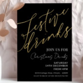 フェスティバルドリンクスエレガントクリスマスブラックと金ゴールド 招待状