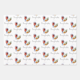 フェスティバルドリンクストッキングメリークリスマススクリプト ラッピングペーパーシート