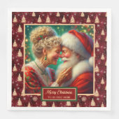 フェスティバルナプキンズレッド金ゴールドグリーンクリスマスサンタ (正面)