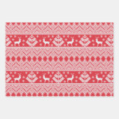 フェスティバルニット模様クリスマス ラッピングペーパーシート (正面)