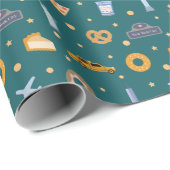 フェスティバルニューヨークシティアイコンパターンクリスマスグリーン ラッピングペーパー (ロールコーナー)