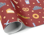 フェスティバルニューヨークシティアイコンパターンクリスマスレッド ラッピングペーパー (ロールコーナー)