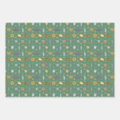 フェスティバルニューヨークシティパターンクリスマスレッドグリーン ラッピングペーパーシート (正面3)