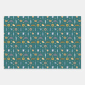 フェスティバルニューヨークシティパターンクリスマスレッドグリーン ラッピングペーパーシート (正面2)