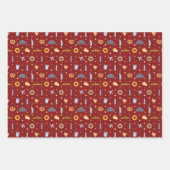 フェスティバルニューヨークシティパターンクリスマスレッドグリーン ラッピングペーパーシート (正面)