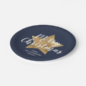 フェスティバルネイビーブルースタークリスマス ペーパープレート (アングル)