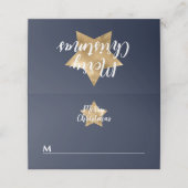 フェスティバルネイビーブルー金ゴールドスタークリスマス プレイスカード (外部開封)