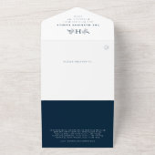 フェスティバルネイビーモノグラム休日フォトコラージュ オールインワン招待状 (外側)