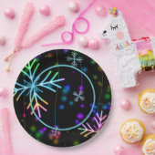 フェスティバルネオンスノーフレーク ペーパープレート (パーティー)