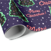 フェスティバルネオンメリークリスマスツリーと雪 ラッピングペーパー (ロールコーナー)