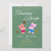 フェスティバルネコは緑のクリスマスパーティー 招待状 (正面)