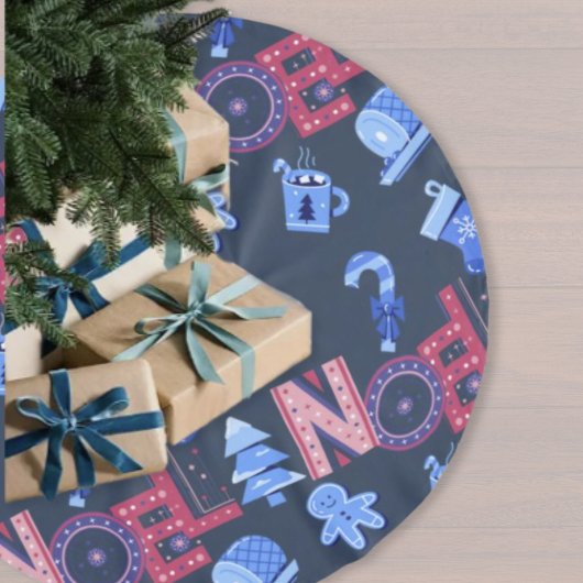 フェスティバルノエルレタリングブルーレッドクリスマス ブラッシュドポリエステルツリースカート