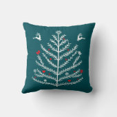 フェスティバルノルディッククリスマスツリーディアティール(緑がかった色)ブルー クッション (裏面)