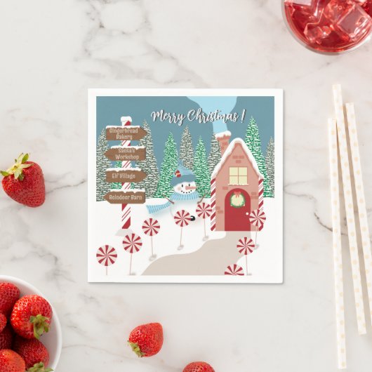 フェスティバルノースポールクリスマス紙ナプキンス スタンダードカクテルナプキン (インサイチュ)