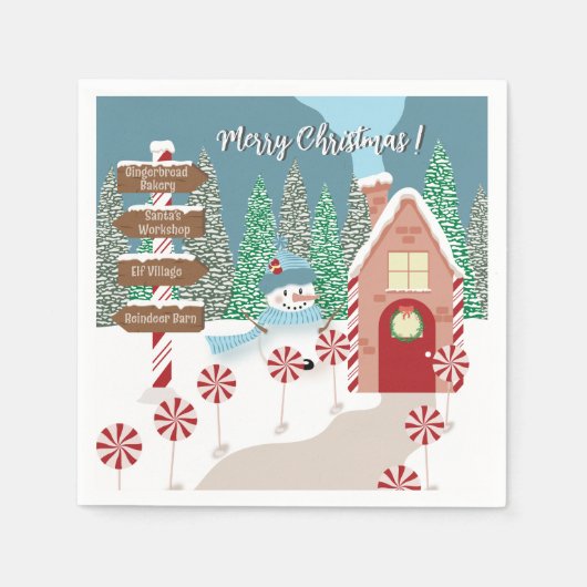 フェスティバルノースポールクリスマス紙ナプキンス スタンダードカクテルナプキン (正面)