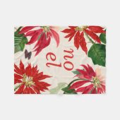 フェスティバルノールウォーターカラーポインセチアフローラ フリースブランケット (正面(横))