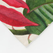 フェスティバルノールウォーターカラーポインセチアフローラ フリースブランケット (角)