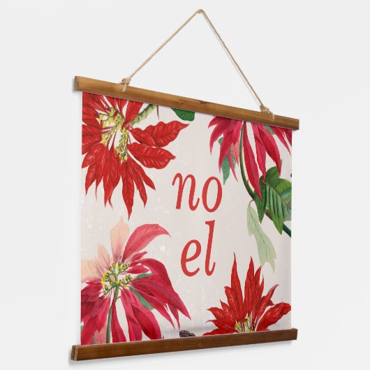 フェスティバルノールウォーターカラーポインセチアフローラ 吊り下げ型タペストリー (傾斜あり)