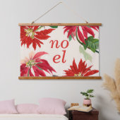 フェスティバルノールウォーターカラーポインセチアフローラ 吊り下げ型タペストリー (寝室)