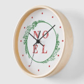 フェスティバルノールレッドアンドグリーンホリーリース 壁時計 (傾斜)