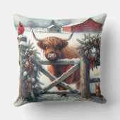 フェスティバルハイランドカウアンド(鳥)ショウジョウコウカンチョウクリスマス クッション (裏面)