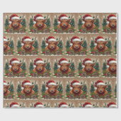 フェスティバルハイランドカウサンタハットをかぶった ラッピングペーパー (フラット)