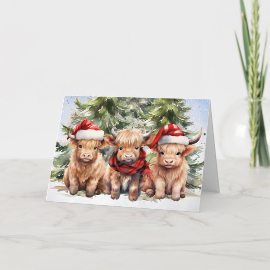 フェスティバルハイランドカウファームアニマルメリークリスマス シーズンカード (正面)