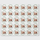 フェスティバルハイランドカウファーム動物メリークリスマス ラッピングペーパー (フラット)