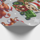 フェスティバルハイランド牛、クリスマスライトファーム動物 ラッピングペーパー (角)