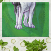 フェスティバルハスキーインサンタハットオングリーン キッチンタオル (折り畳み)