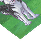 フェスティバルハスキーインサンタハットオングリーン ショートテーブルランナー (コーナー)