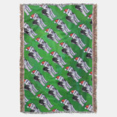 フェスティバルハスキーインサンタハットオングリーン スローブランケット (正面縦)