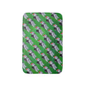 フェスティバルハスキーインサンタハットオングリーン バスマット (正面縦)