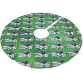 フェスティバルハスキーインサンタハットオングリーン ブラッシュドポリエステルツリースカート (アングル)