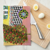 フェスティバルハッピーキャンパー旅行トレーラーキッチンタオル キッチンタオル (四つ折り)