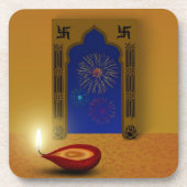 フェスティバルハッピーディワリ花火 – プラスチックコースター コースター (正面)