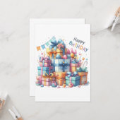 フェスティバルハッピーバースデーすべての年齢グリーティングカード カード (正面/裏面インサイチュ)