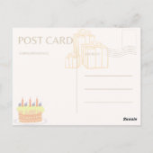 フェスティバルハッピーバースデーオン淡い色のブルーポストカード ポストカード (裏面)