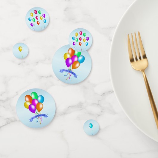 フェスティバルハッピーバースデーバルーン複数色 コンフェッティ (グループ)