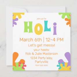 フェスティバルハッピーホリカラフルス絵を描スプラッシュ 招待状