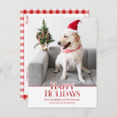 フェスティバルハッピーホリデーズタイポグラフィ |犬の写真 ポストカード (正面/裏面)