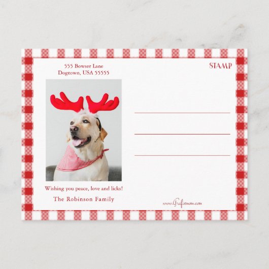 フェスティバルハッピーホリデーズタイポグラフィ |犬の写真 ポストカード (裏面)