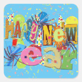 フェスティバルハッピー新年 スクエアシール (正面)