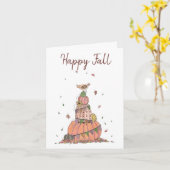 フェスティバルハッピー秋カボチャと鶏肉 カード (黄色い花)