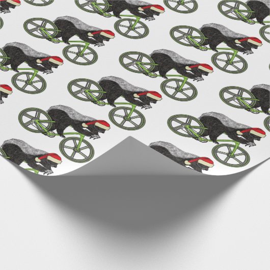フェスティバルハニーバッジャーサイクリングおもしろいクリスマスサイクリスト ラッピングペーパー (角)