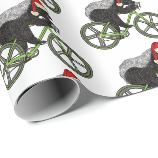 フェスティバルハニーバッジャーサイクリングおもしろいクリスマスサイクリスト ラッピングペーパー (ロールコーナー)