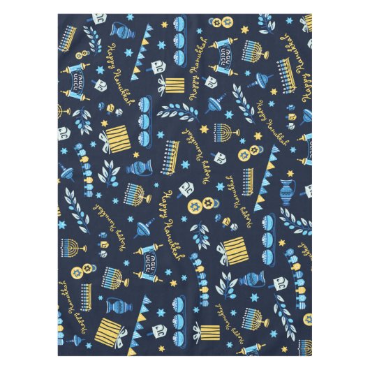 フェスティバルハヌカーパーソナライズされた（ユダヤ教）メノラードレデル テーブルクロス (正面)