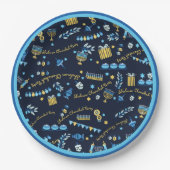 フェスティバルハヌカーパーティーパーソナライズ(ユダヤ教)メノラー浚渫船 ペーパープレート (正面)