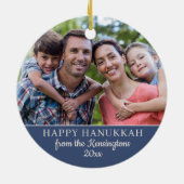 フェスティバルハヌカー(ユダヤ教)メノラーパターンホリデーフォト セラミックオーナメント (裏面)