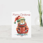 フェスティバルハムスターinサンタハットクリスマス カード (正面)